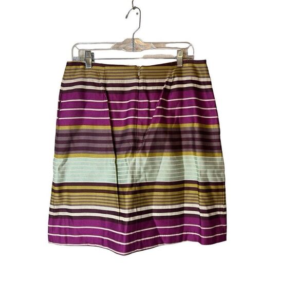 J. McLaughlin Women’s LUCIA Box Pleat Pink Green Striped Pockets Skirt Sz 12 - Picture 3 of 5